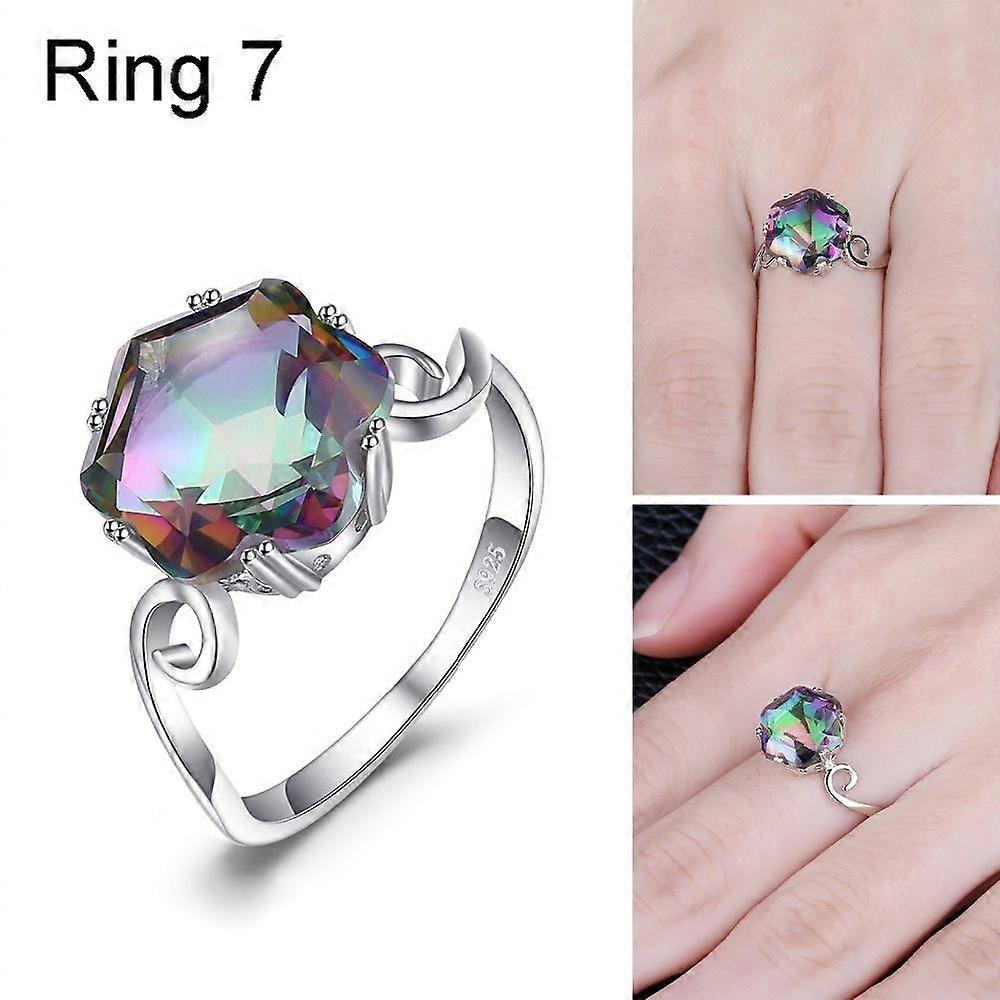 Siebenfarbiger Edelstein-Zirkon-Ring