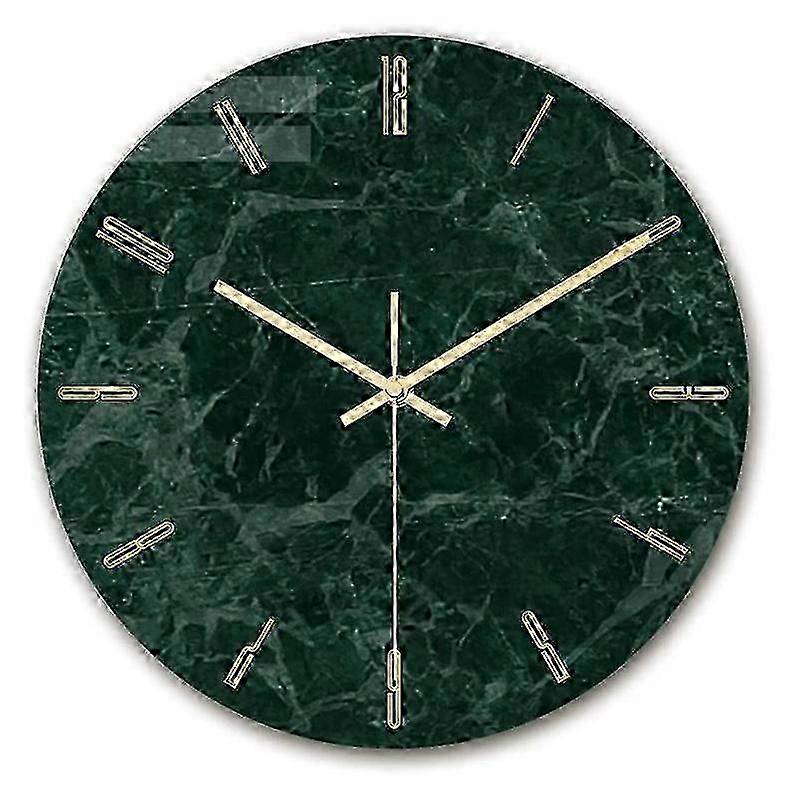 CC003 Green Marble Pattern Wall Clock Non-Ticking Silent Alarm