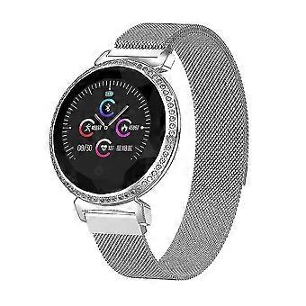 Montre connectée Lemonda M11 à écran rond IPS de 1,04 pouce, étanche IP67, bracelet en cristal, montre de sport avec moniteur de cycle physiologique féminin - Rose G
