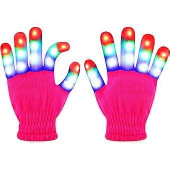 Light Up Gloves LED Gloves Rave Cool Toys Gifts for Kids Teens Boys Girls Christmas Stocking Stuffers Party Favors (Ages 4-9, Pink)