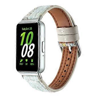 For Samsung Galaxy Fit 3 High Quality Design Wool Leather Replacement Smart Watch Strap Light Green