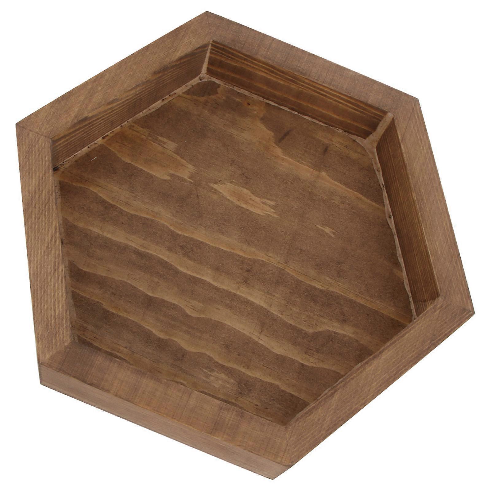 Wooden Hexagonal Tray for Storage Use 1Pcs Multi-Function Retro Design