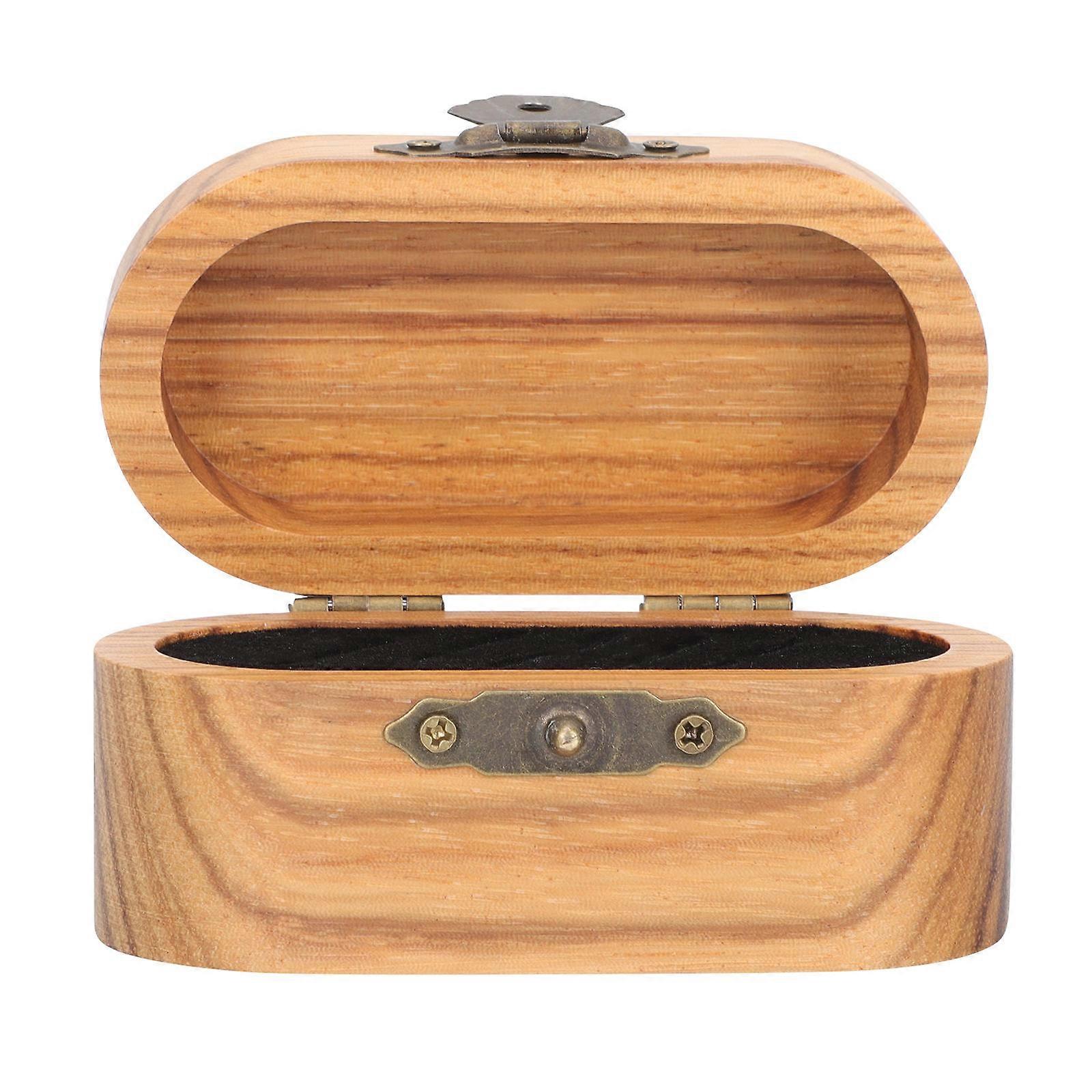 Light Brown Solid Wood Guitar Pick Container for Portable Storage Box