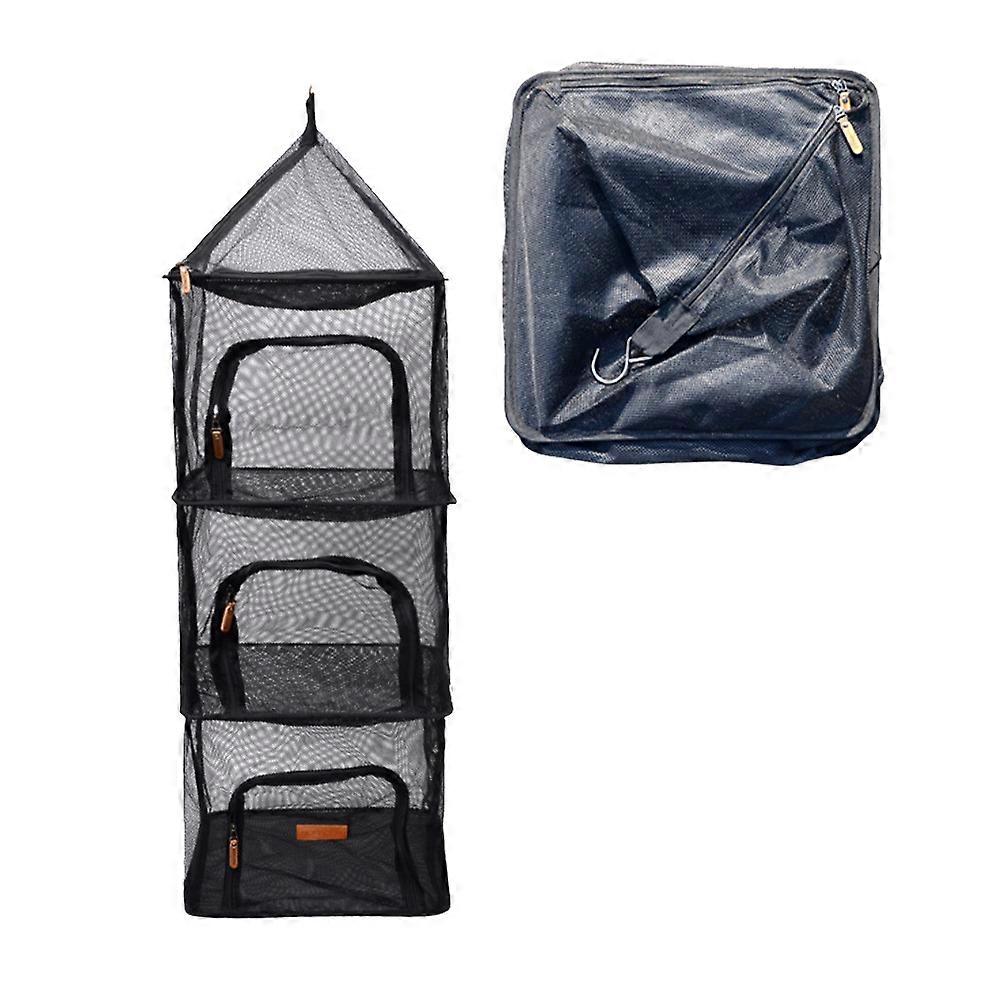 Hanging Drying Net 4 Layers Foldable Mesh with Zipper for Outdoor Camping