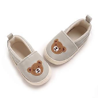Baby Girl Boy Casual Flats Bear Embroidery Soft Sole First Walking Shoes for Spring Fall born Toddlers PU Leather