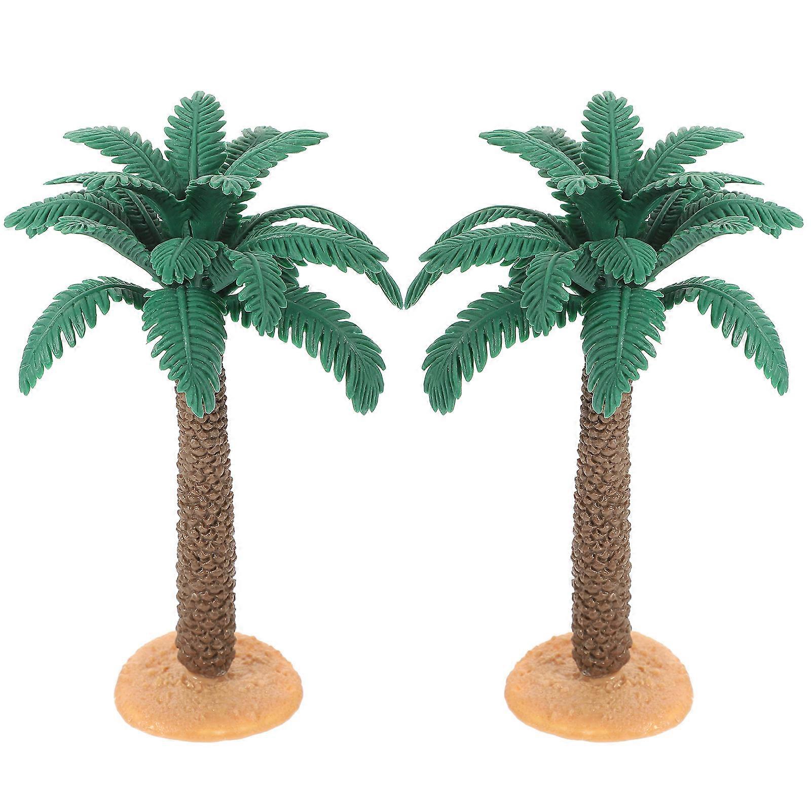 2Pcs Plastic Palm Tree Micro Landscape Palm Trees Model Simulation Plant Model