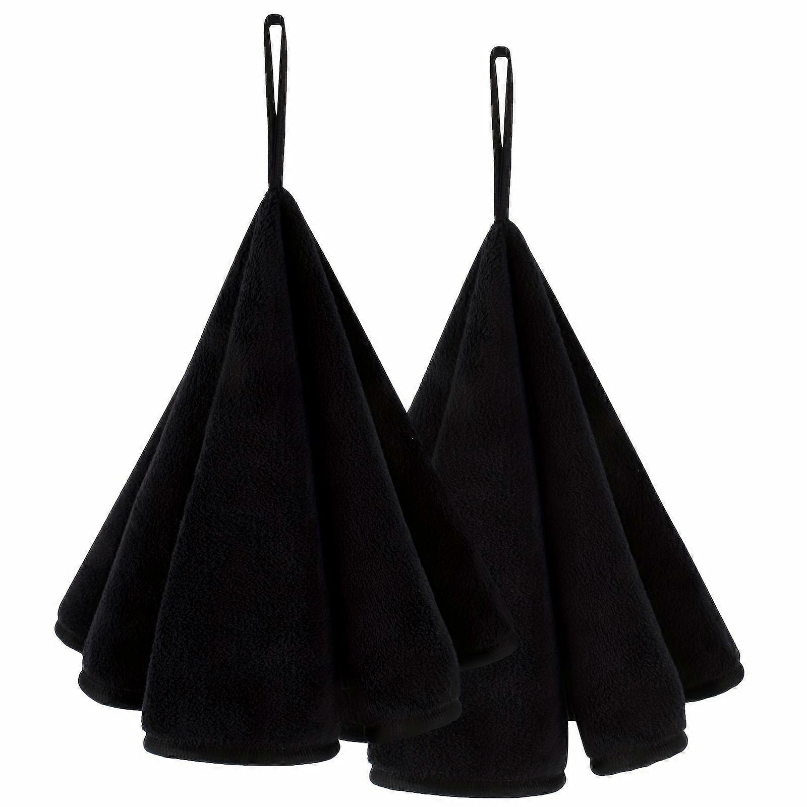 2-Pack Microfiber Kitchen Hand Towels, Absorbent Quick-Dry with Hanging Loop