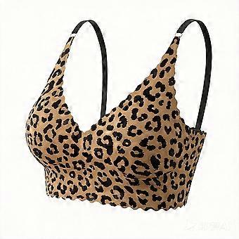 Wavy Leopard Print Seamless Halter Bra Comfortable V-Neck Thin Strap