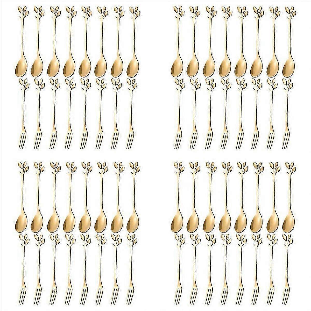 20PCS Dessert Spoon and Fork Set Fruit Fork -Gold