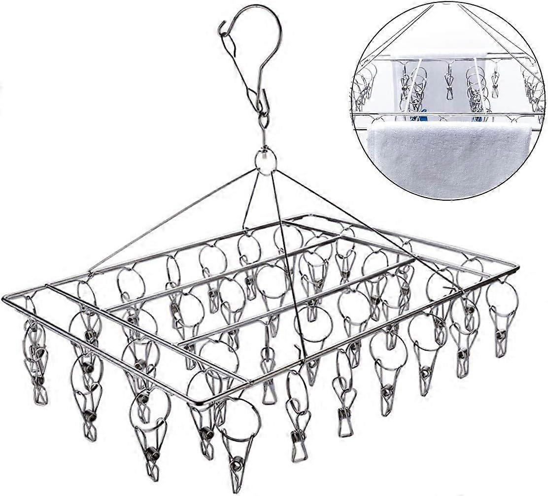 Multipurpose Space-Saving Drying Rack With 36 Stainless Steel Clips