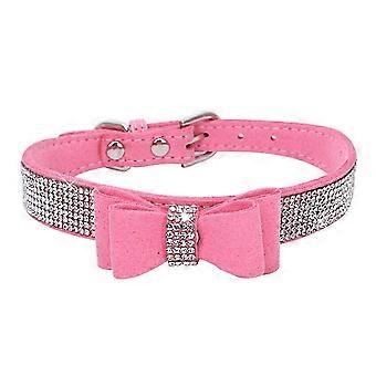 Rhinestone Velvet Leather Pet Collar