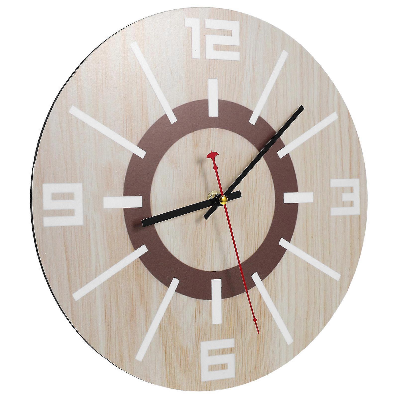 Silent Wall Clock Rustic Wooden Wall Clock for 4Pcs Decorative
