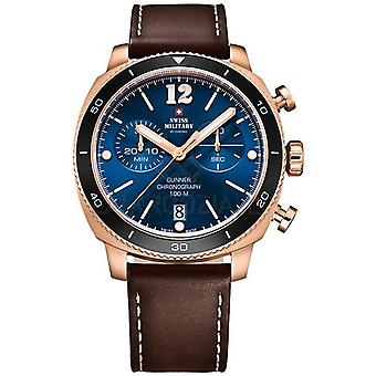 Swiss military chrono Quartz Analog Man Watch with Cowskin Bracelet SM34059.04