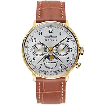 Zeppelin lz129 hindenburg moonphase Quartz Analog Man Watch with Cowhide Bracelet 7039-1
