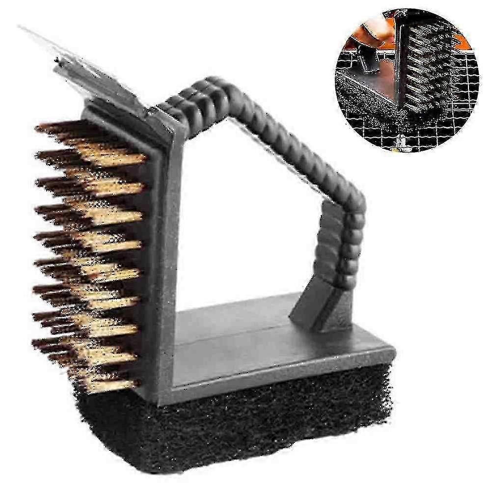 Ergonomic Grill Cleaning Brush With Scraper Edge