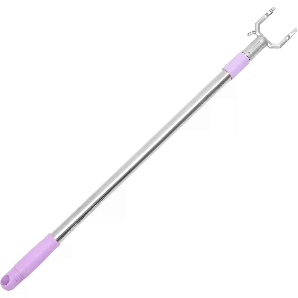 Telescopic Clothes Drying Pole Extendable Clothes Fork Pole Aluminized Tip Purple Laundry Drying Rack for outside