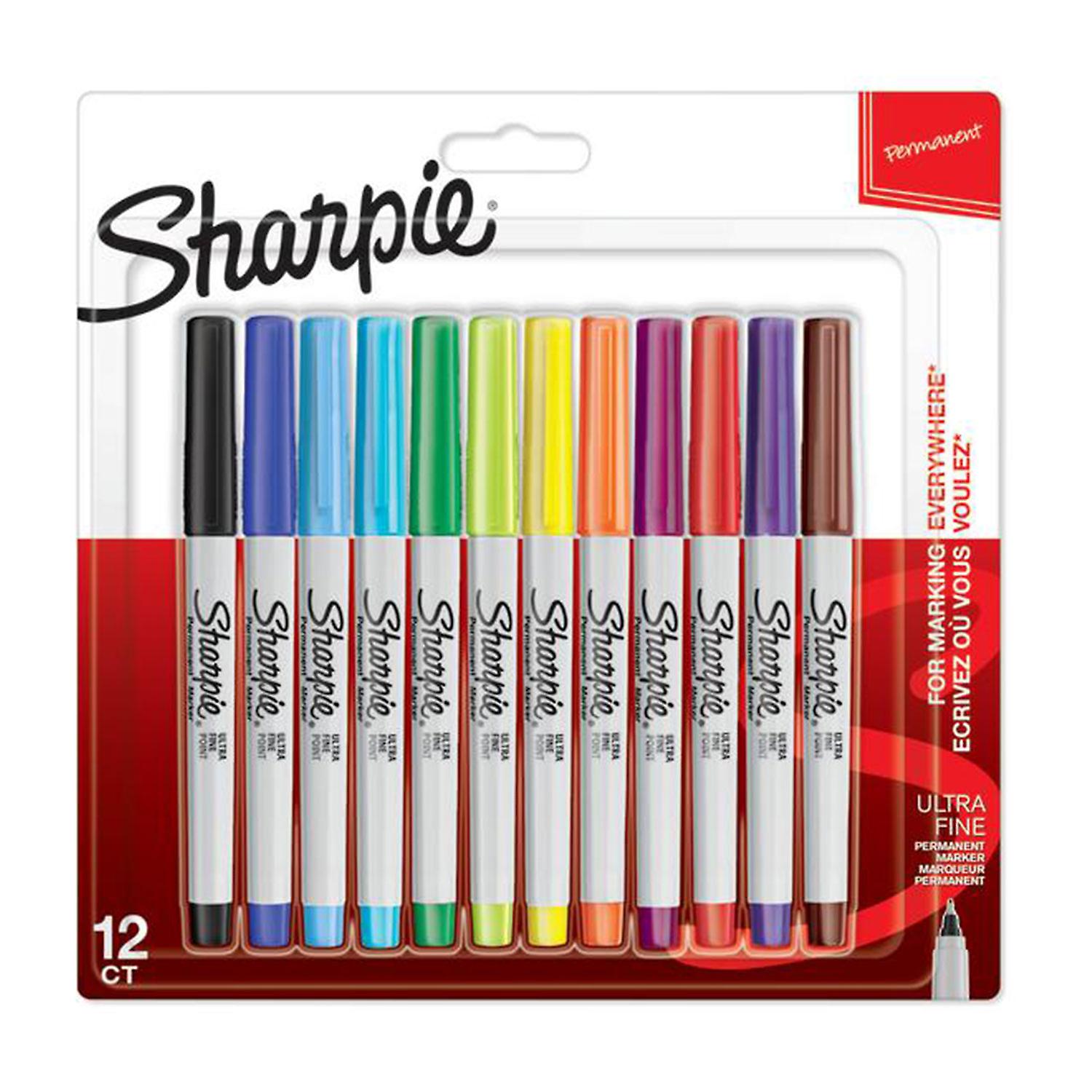 Sharpie Ultra-Fine Point Assorted Permanent Markers, Pack of 12