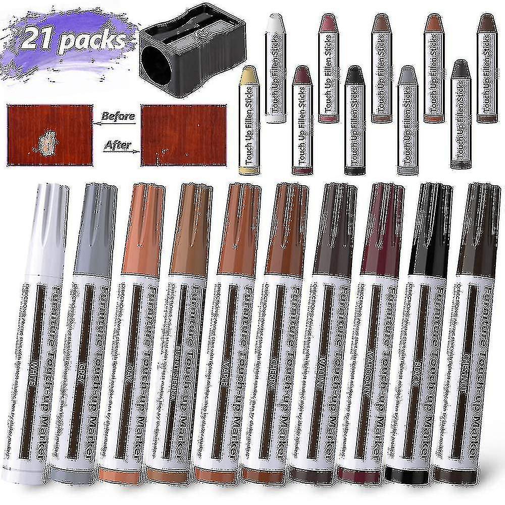 21pcs Furniture Kit Filler Pen Furniture Marker And Wax Stick With Sharpener Kit