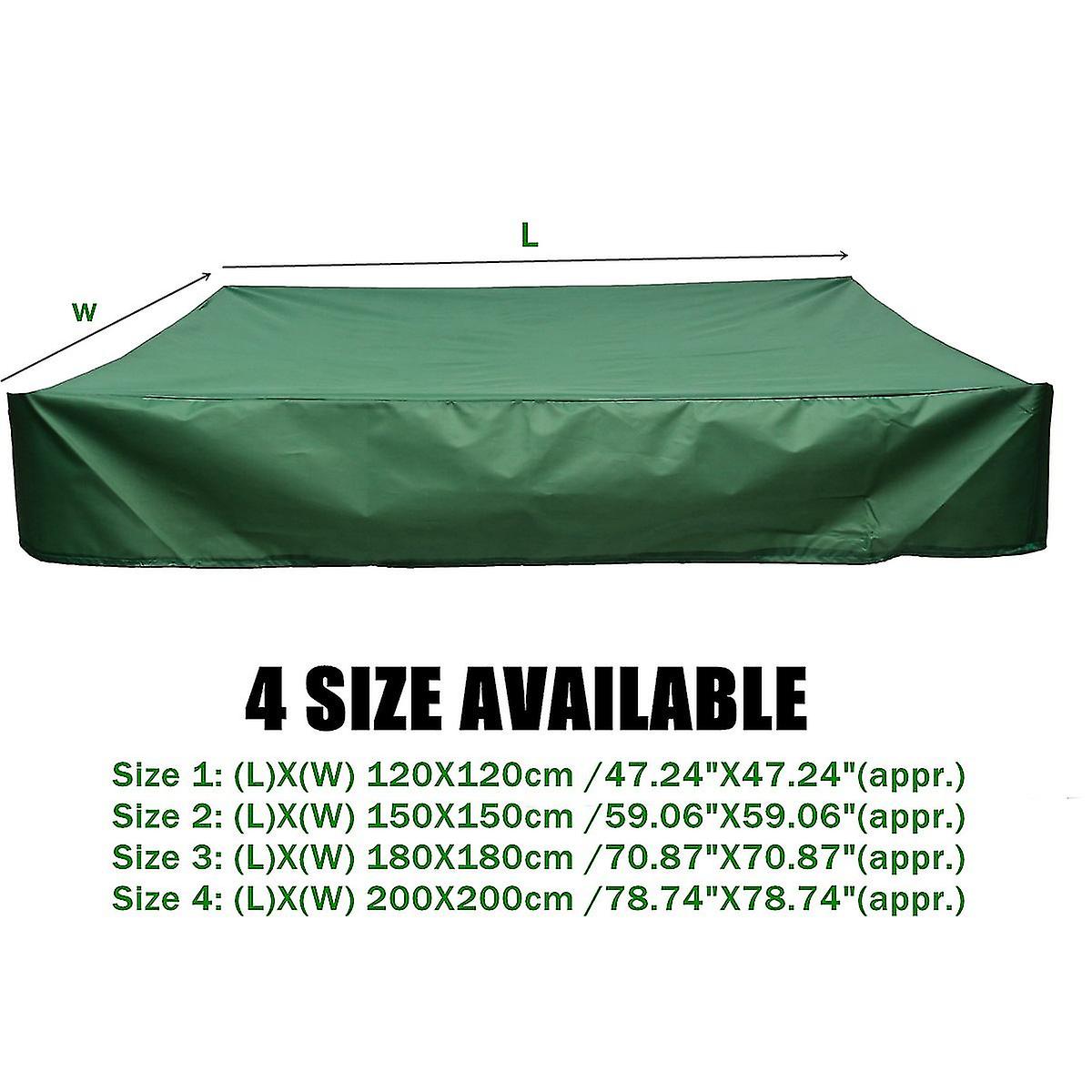 Κάλυμμα sandpit 150x150 cm Αδιάβροχο κάλυμμα uv προστασία 70% προστασία για το sandpit της Οξφόρδης με κορδόνι περίσφιξης, πράσινο (150x150 cm)