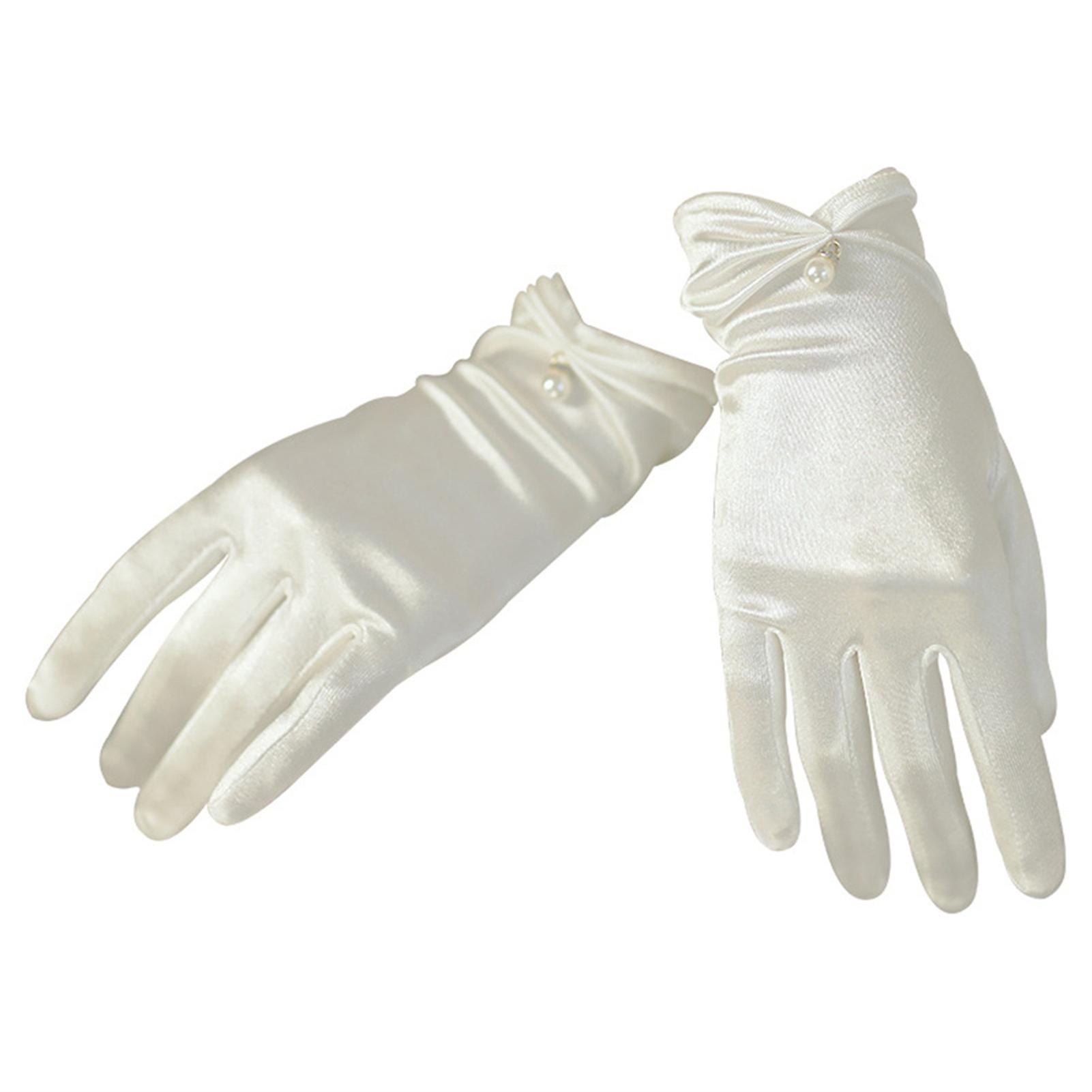 Wrist Pleated Gloves Long White Gloves Gloves For Wedding