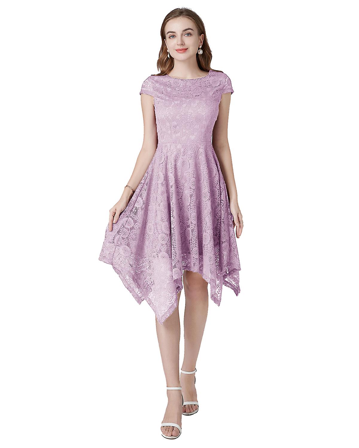 chinese dress ladies Cap Sleeves Knee Length Lace Mother Of The Bride Dress