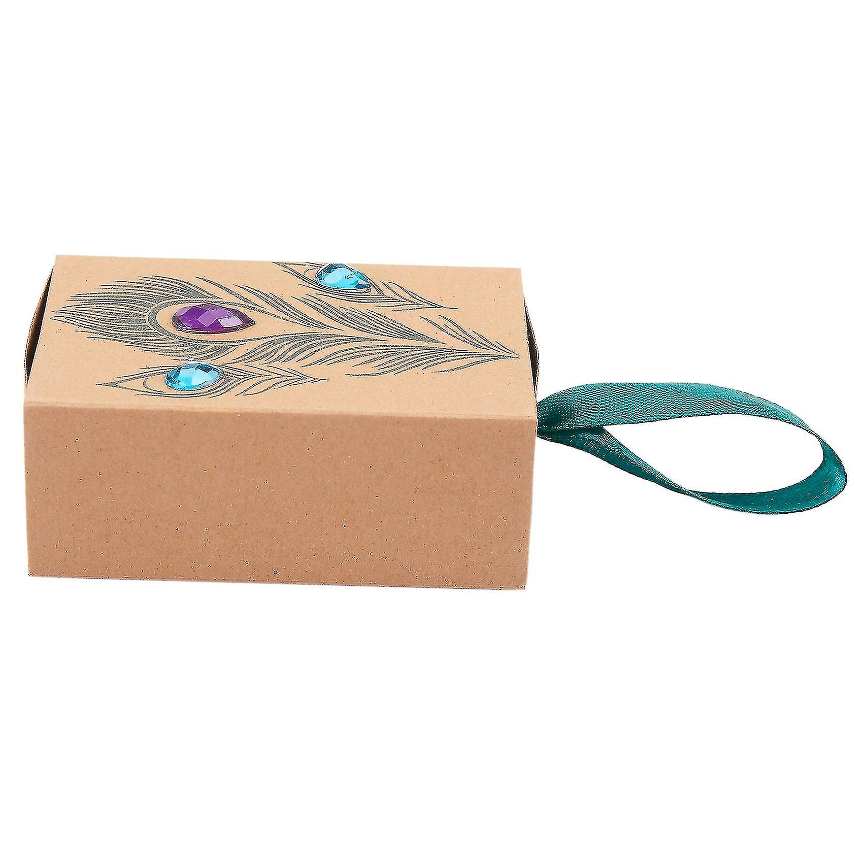 Peacock Feather Candy Drawer Box Design Kraft Paper Gift Box