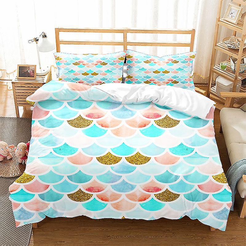 Two Or Three Piece Set Fish Scale Series Duvet Cover Bedding Set Birthday Christmas Gift A09