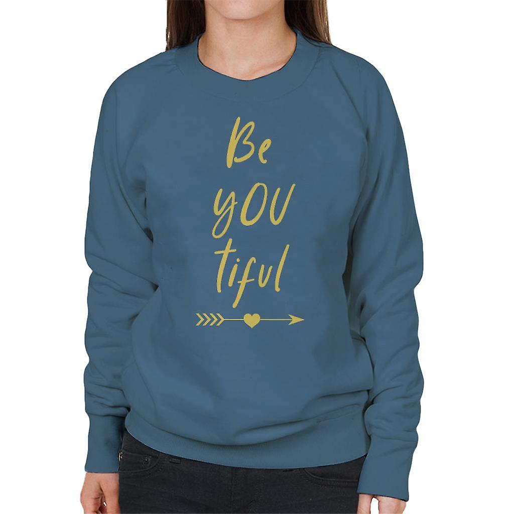 Be You Tiful Yellow Text Slogan Women's Sweatshirt