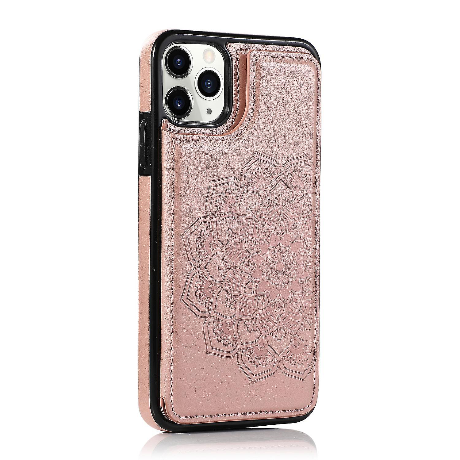 Case Iphone 11 Pro Max With Card Holder Pu Leather Datura Flowers Pattern