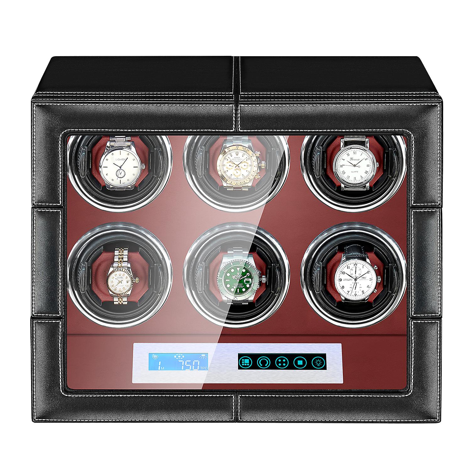 Automatic Vertical Watch Winder Box With Quiet Motor Lcd Touch Screen And Remote Control