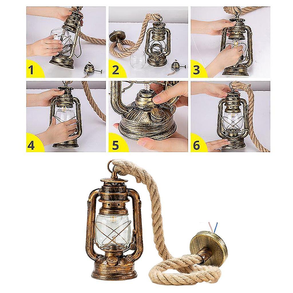 Kerosene Pendant Ceiling Light E27 Kitchen Hanging Lamp Indoor Study Bronze