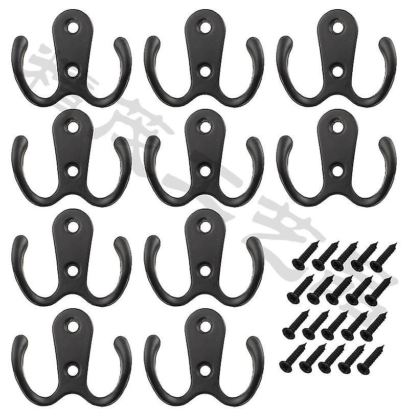 10pcs Coat Hooks, Double Metal Hat Hooks Hooks,wall Coat Hooks With Screws