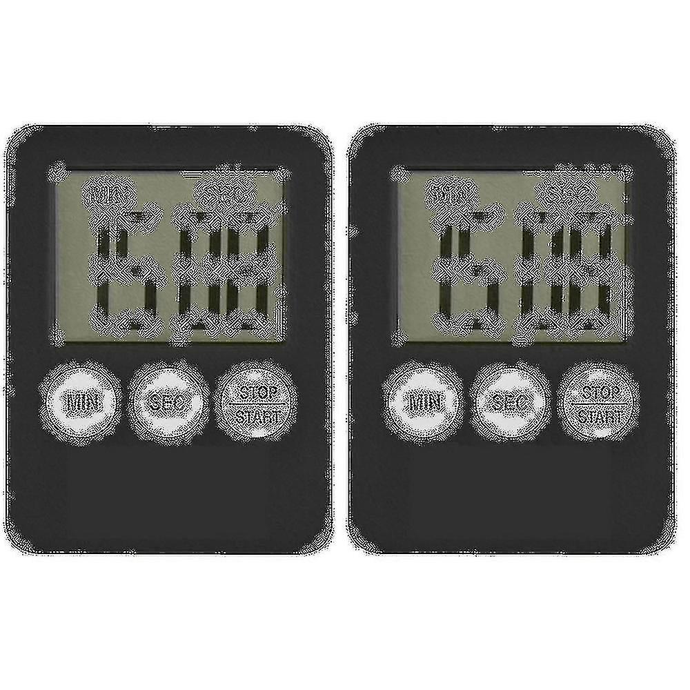2x Super Thin Lcd Digital Screen Kitchen Timer Square Cooking Count Up Countdown Alarm Magnet Clock