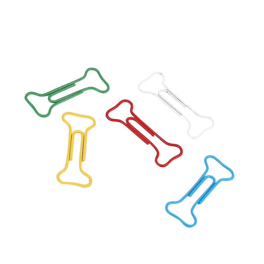100pcs Bone Shape Multicolor Metal Paper Clips