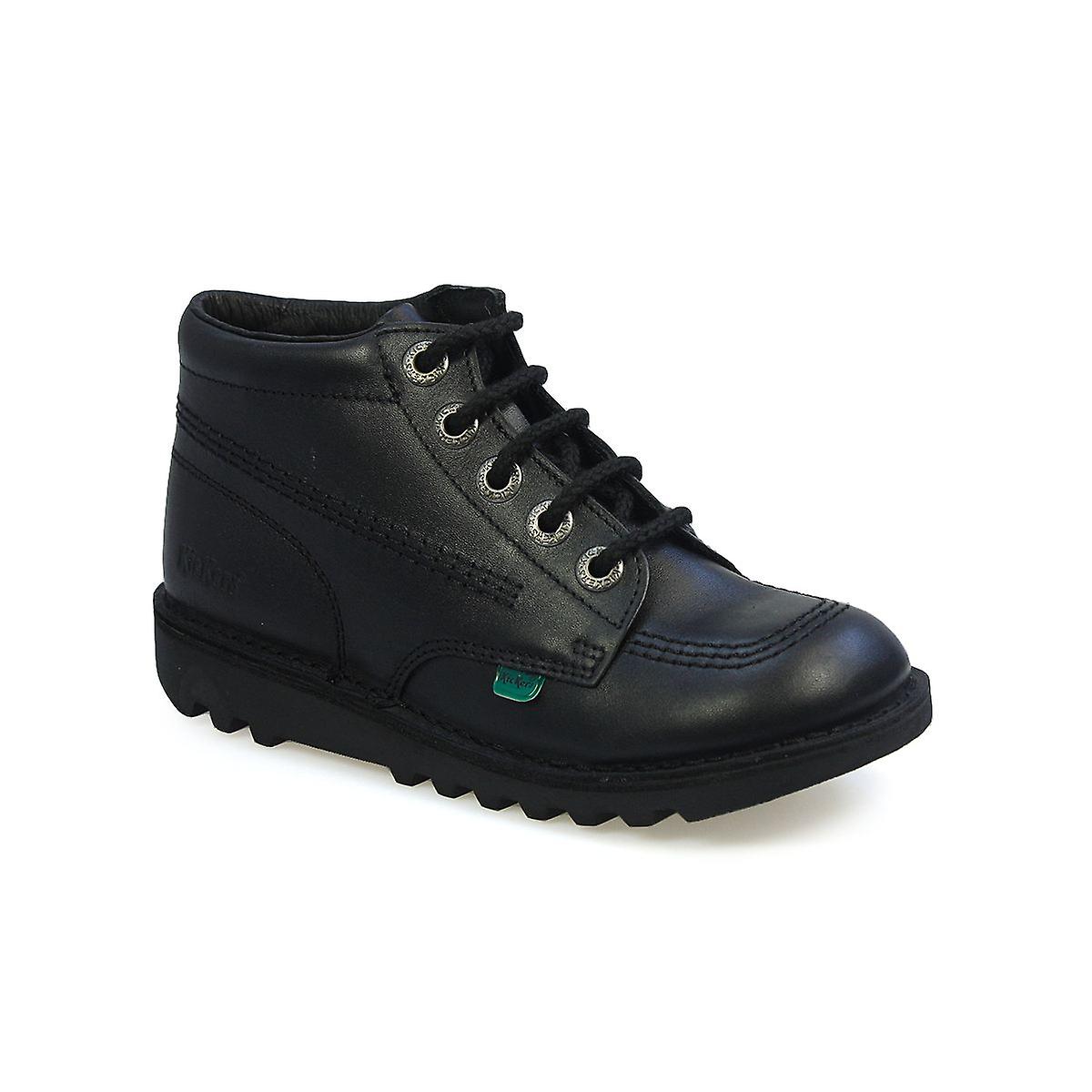Girls Kickers Kick Hi Junior Leather Boots - (Black)