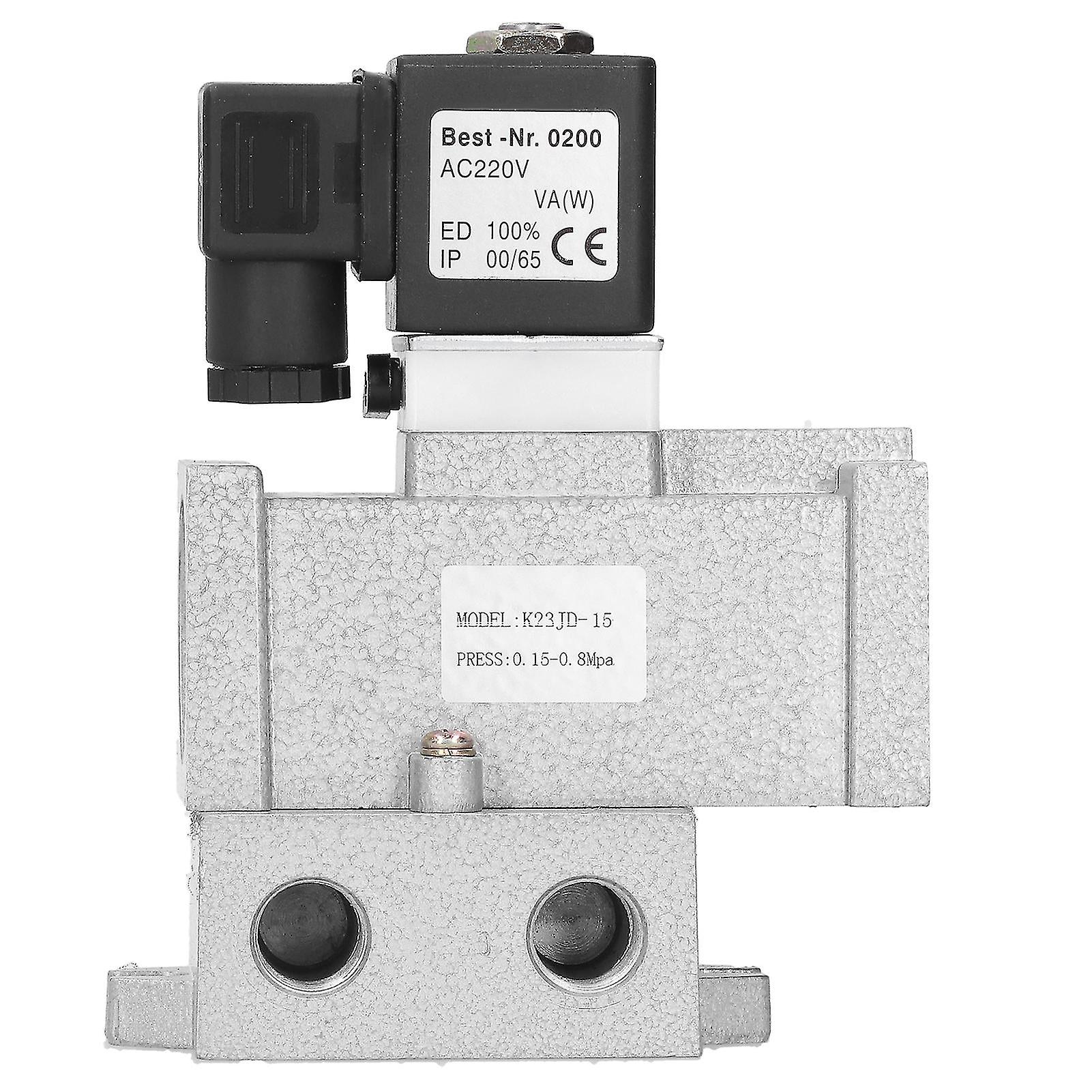 Electric Solenoid Valve G1/2in Cutoff 2 Position 3 Way Connection Aluminum Alloy K23jd15ac220v
