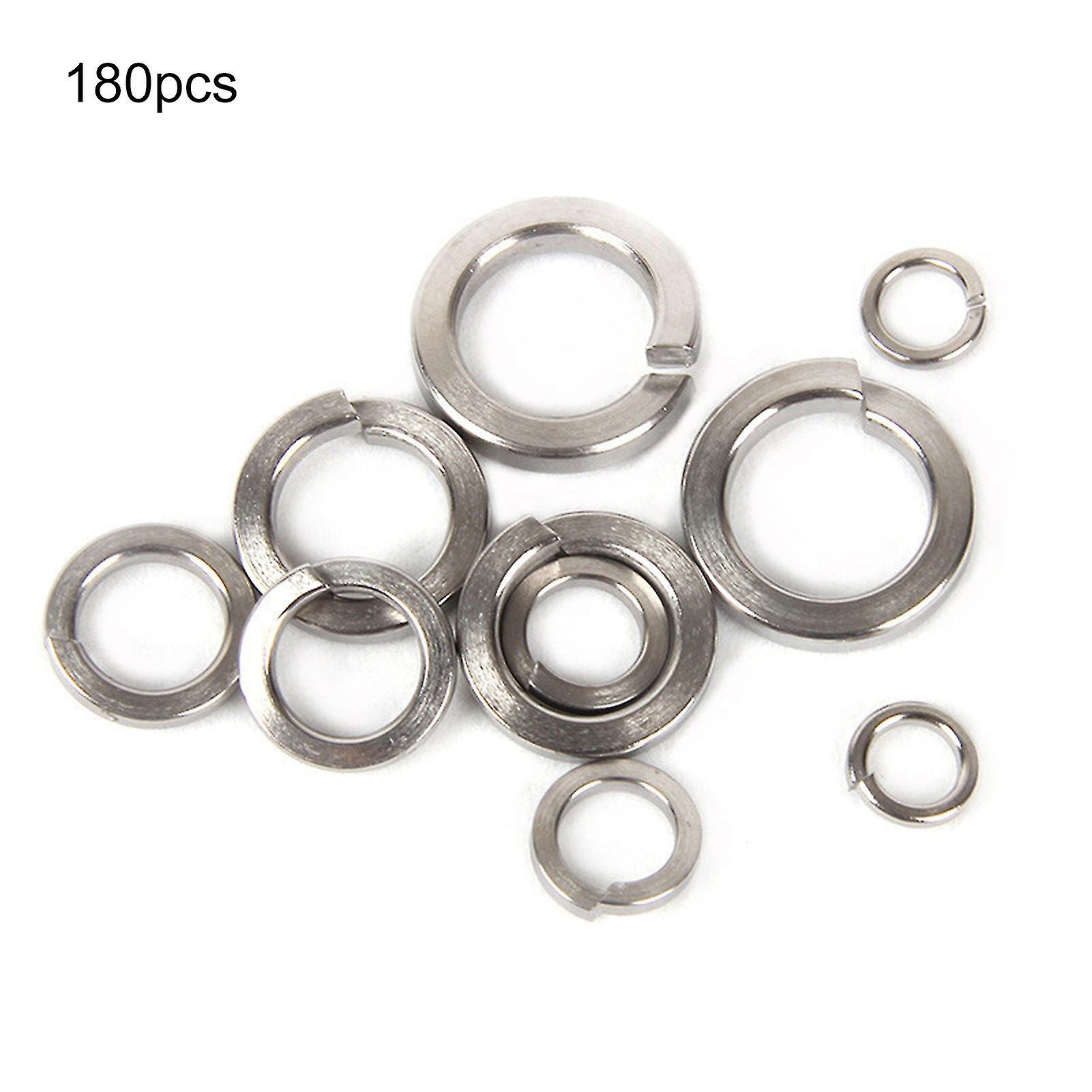 180pcs M2-m10ガスケット光沢のある均一なステンレス鋼の詰め合わせの平らなワッシャーのキット構造用