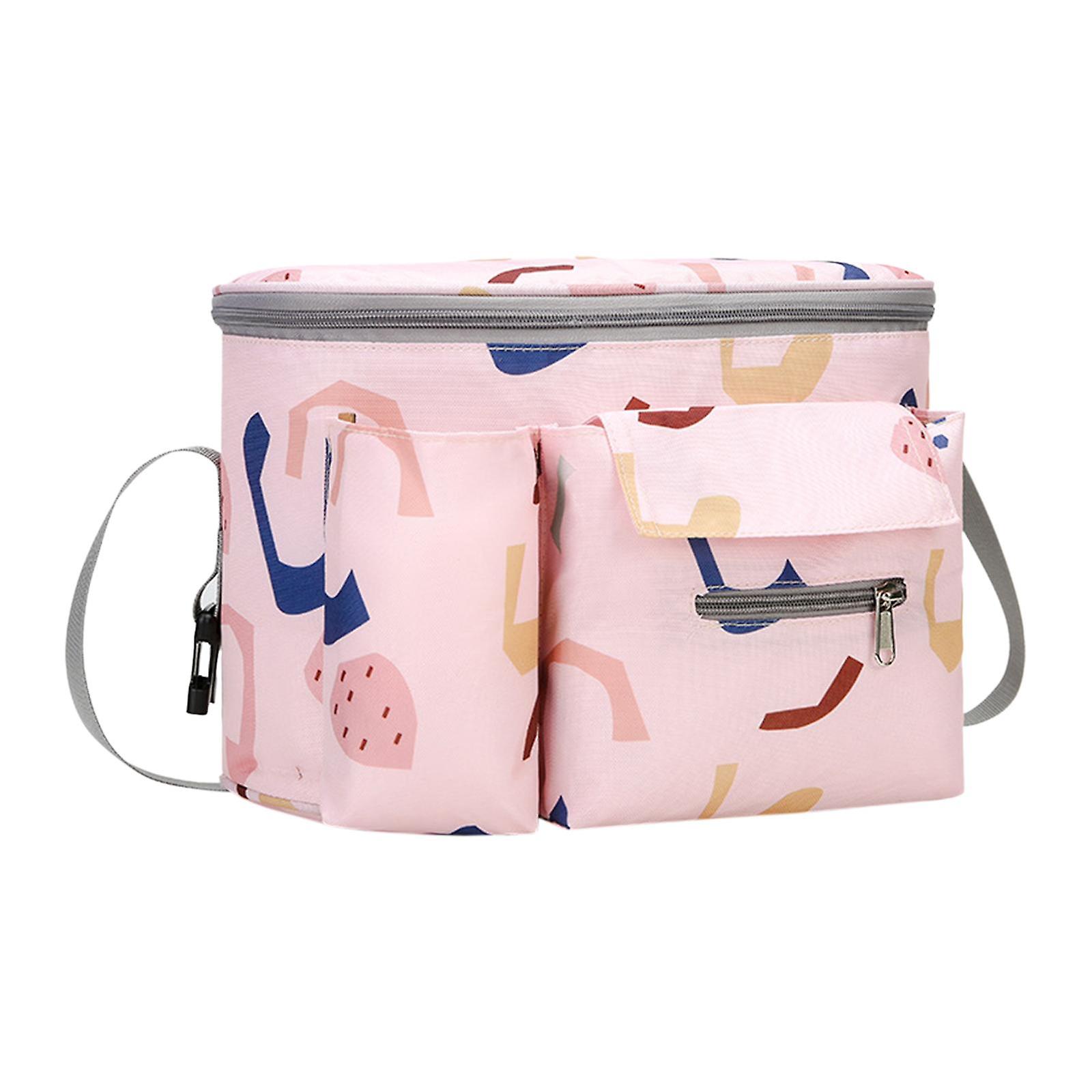 Universal Stroller Organizer Multi Pockets Spacious Easy Installation Pink