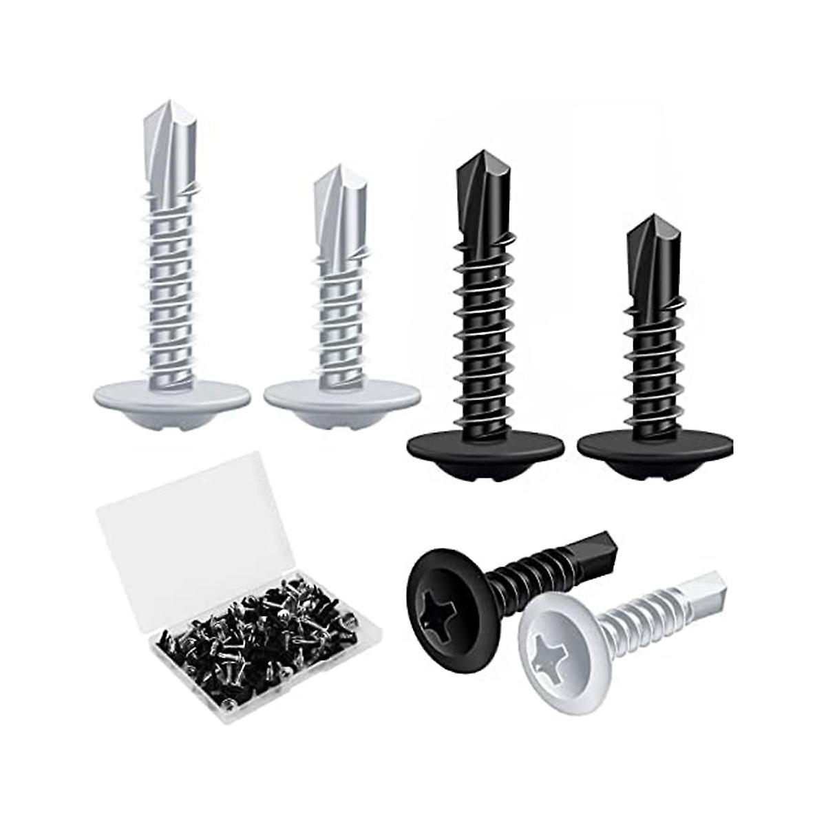 Metal Screws Self Tapping,120P Stainless Steel Screws Set Assorted Flat Head Self Drilling Screws f