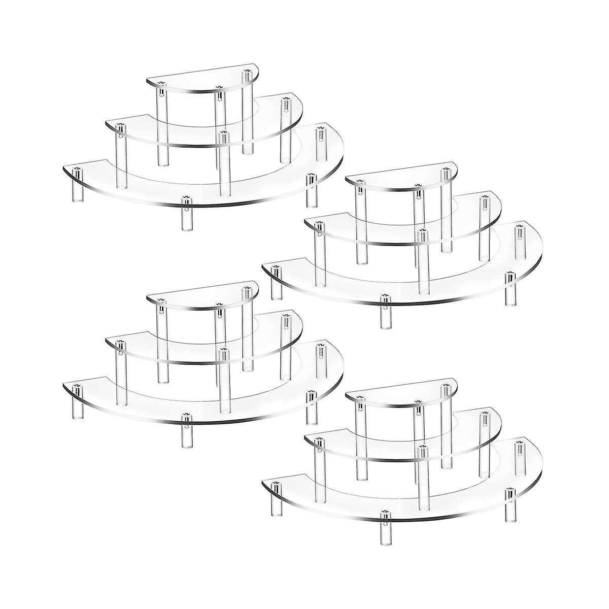 4 Pack 3 Tier Clear Cupcake Stand Holder,Half Moon Cupcake Stand, Acrylic Risers Display Stand,Dess