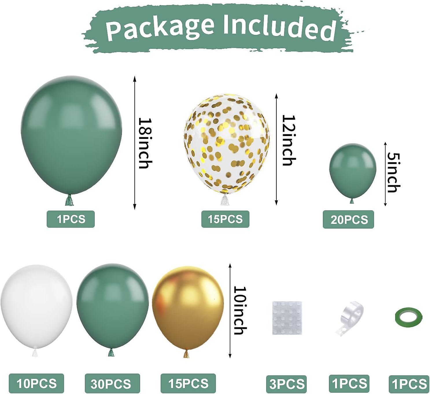 Sage Green White Gold Balloons - 50 Pcs 12 Inch Party Balloons For Birthday Baby Sage Green Blush Gold And White Balloon Set