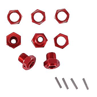 Metall 17mm Rad Sechskant Nabe Adapter mit Mutter für Arrma 1/10 4s Kraton Outcast RC Auto S, rot