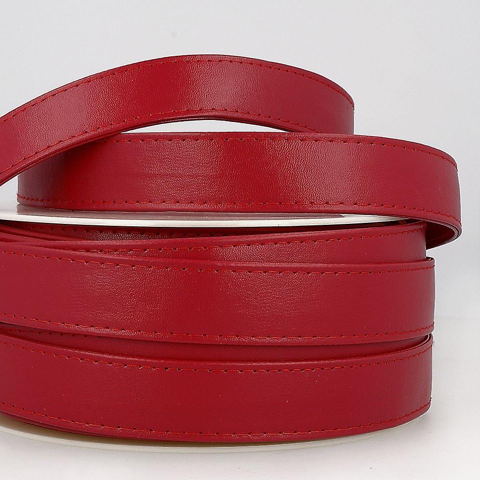 25mm Stephanoise Faux Leather Webbing Red - per metre