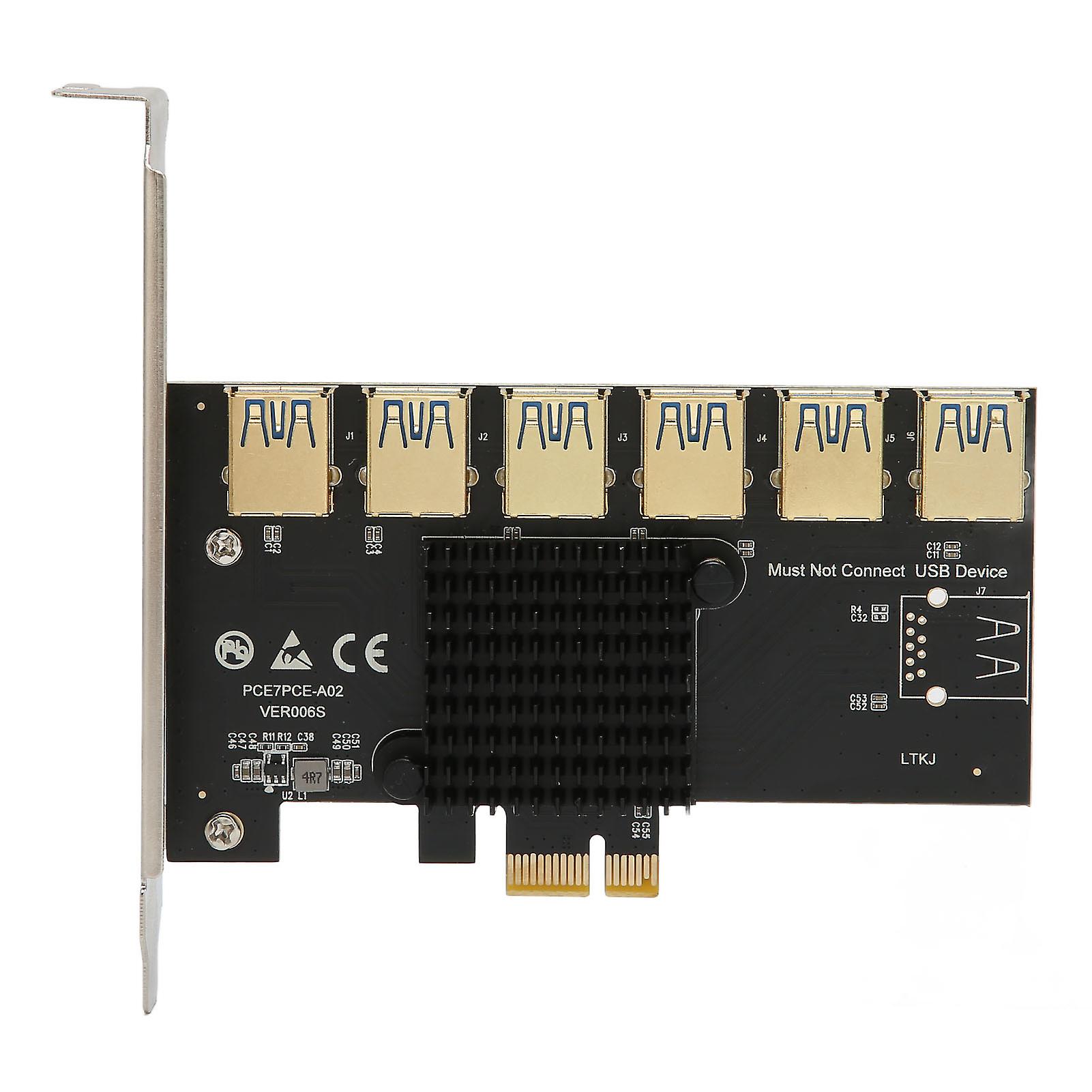 PCIE 1 to 6 Riser Card PCIE 1X USB3.0 Graphics Extension Easy Install Widely Compatible PCIE 1 to PCIE 6 Adapter Card