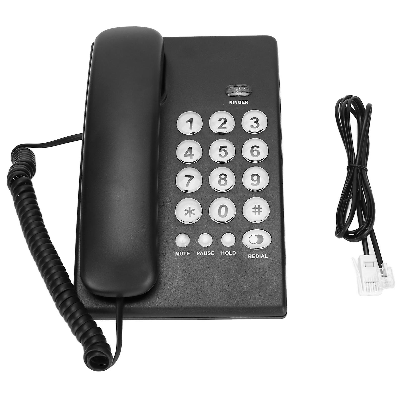 KXT504 Black Corded Telephone with Big Buttons, Flash, Redial, and Mute for Home/Office