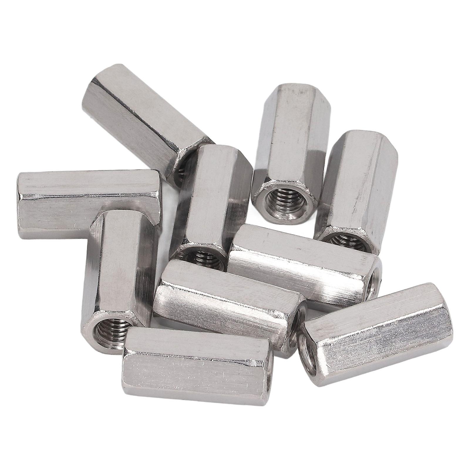10PCS Hex Coupling Nuts 304 Stainless Steel Thread Rod Connection Nut for Bolts Studs Screws