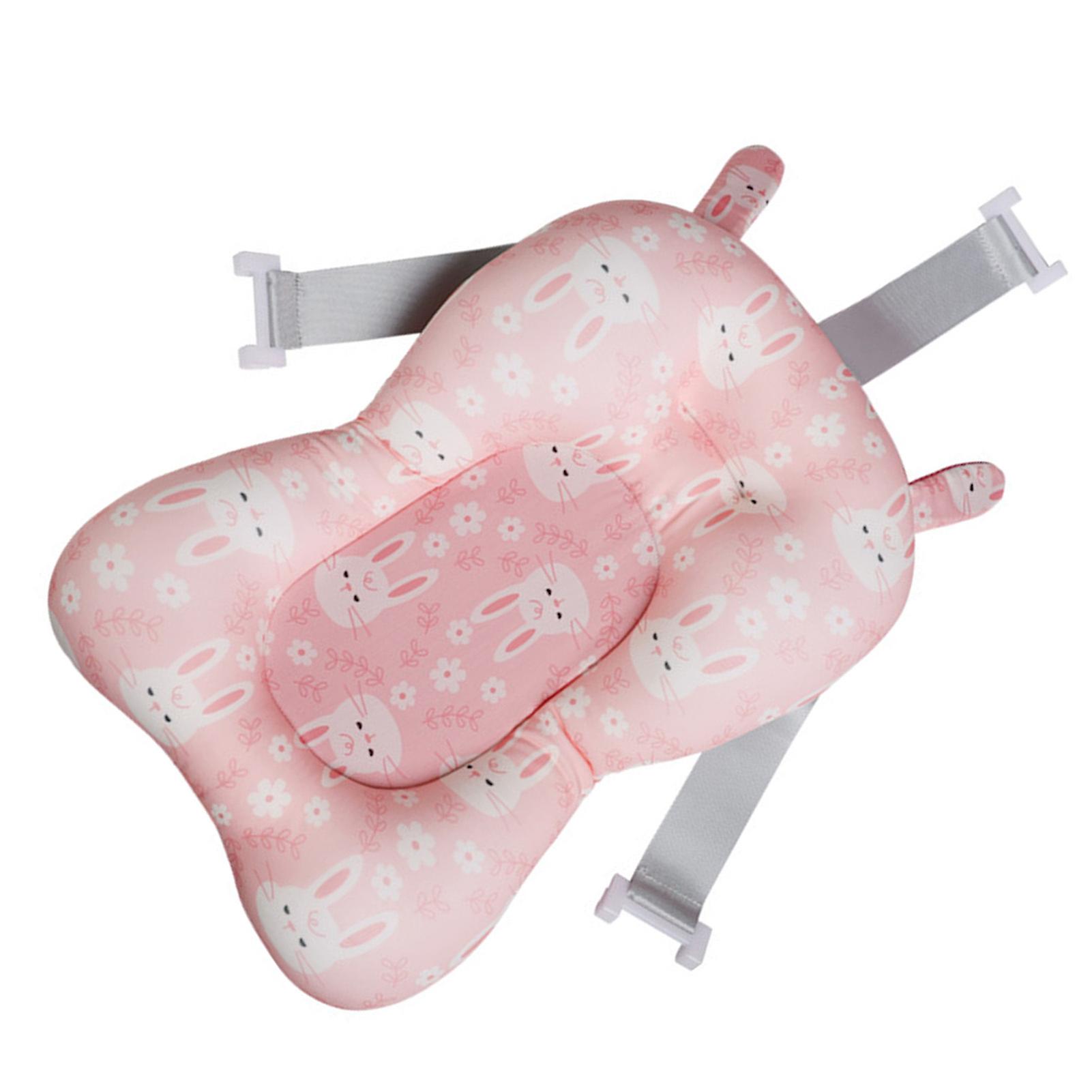 Baby Bath Cushion Floating Slip Resistant Adjustable Breathable Net Infant Bath Pillow Pink