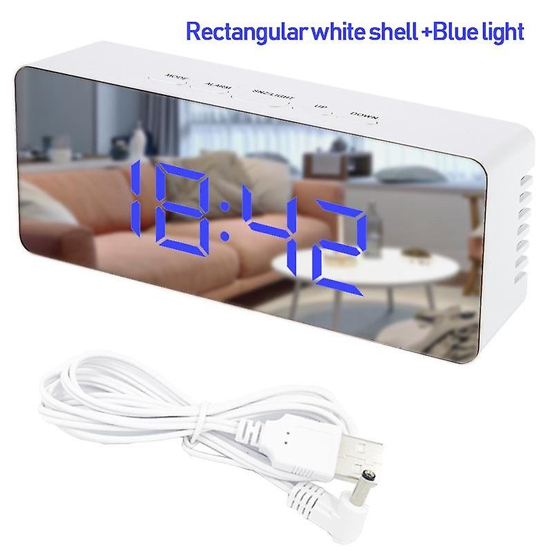 Led Digital Mirror Clock Snooze Table Clock Alarm Clock Light Home Decor Digital Alarm Clock(blue)