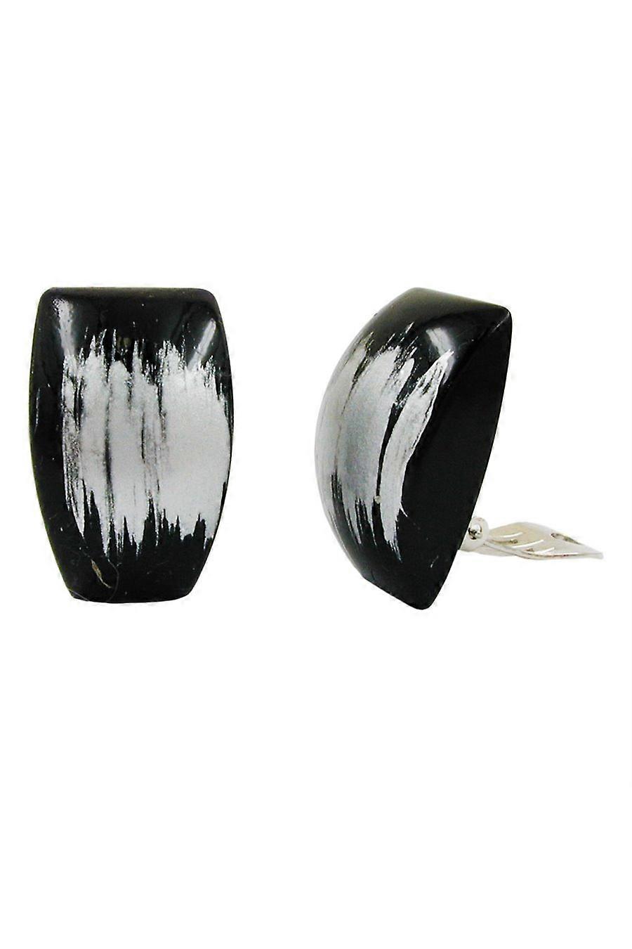 Clip-on Earring Trapezium Black Silver - Gl00877