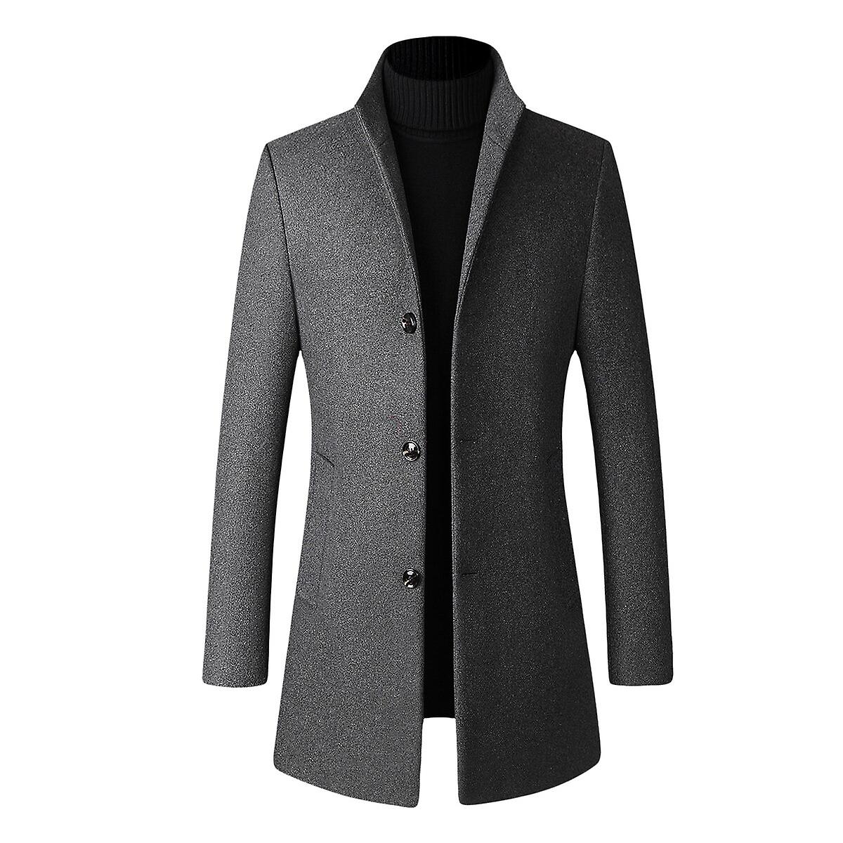 Manteau d'hiver pour homme, coupe ajustée, manteau long en laine, manteau d'affaires à col montant, manteau d'hiver pour homme